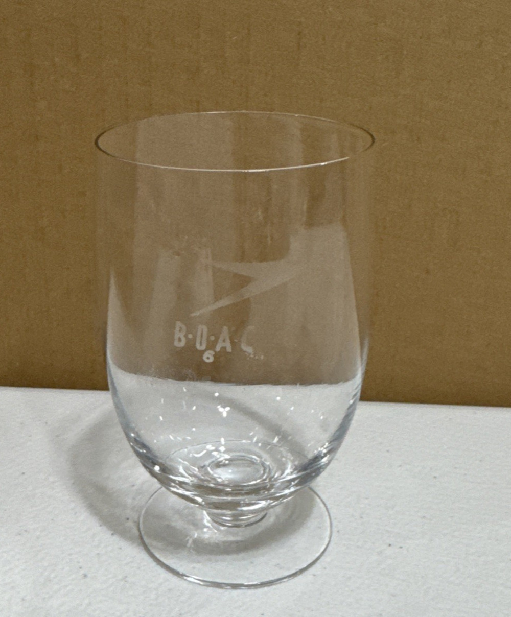VTG BOAC British Overseas Airways Corp Crystal Wine Glass Aviation Memorabilia